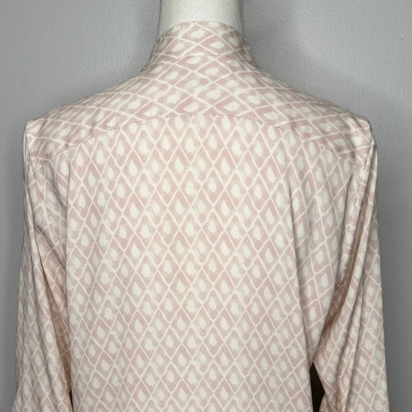 Amina Rubinacci Button Up Shirt Size 42‎ Small Pink Stretch Silk 3/4 Sleeves - Picture 8 of 12